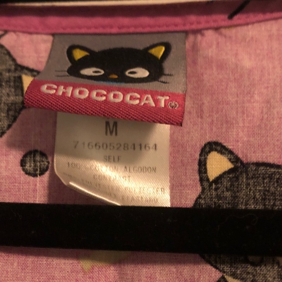 Purple Cat Print Women's Short Sleeve Top for nurses vet techs - Picture 2 of 4